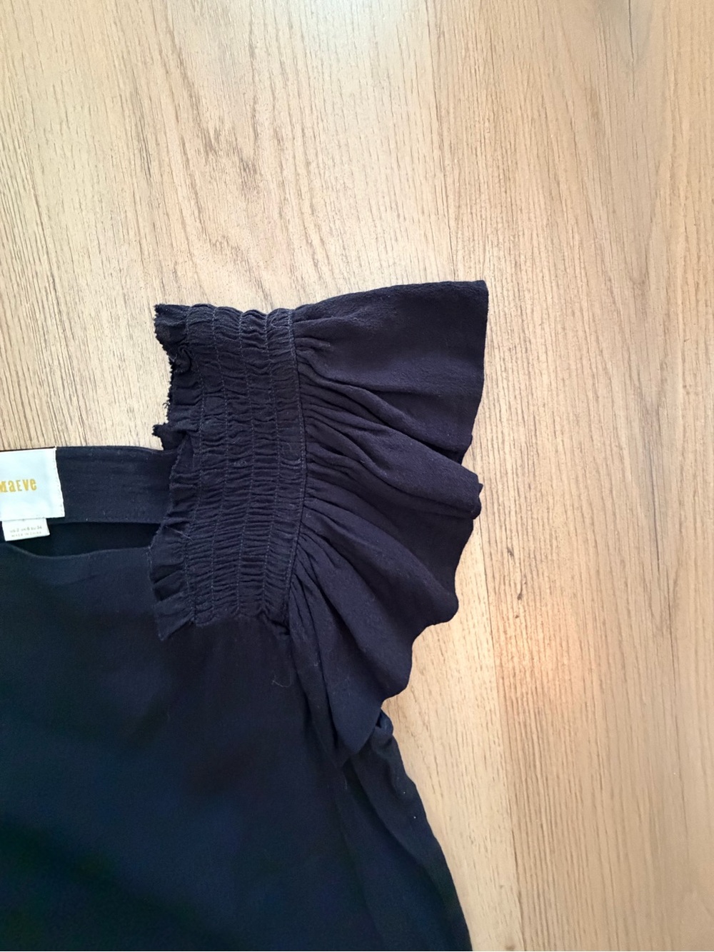 Maeve Black Square Neck Top with Ruffle Sleeves - Picture 3 of 4